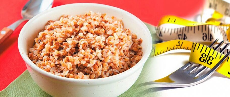 Buckwheat mash and centimeter strip