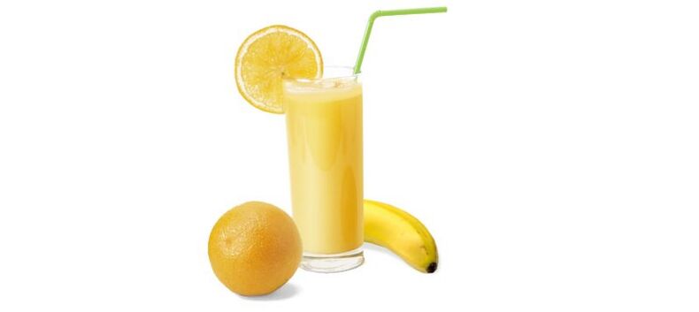smoothie with banana and orange for a diet drink